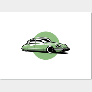 Green Citroen DS classic Posters and Art